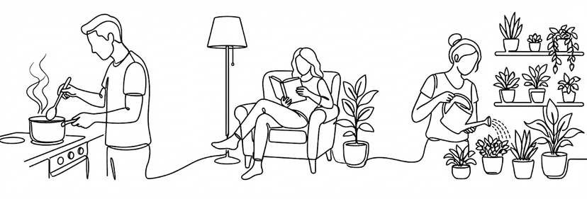 People at home illustration