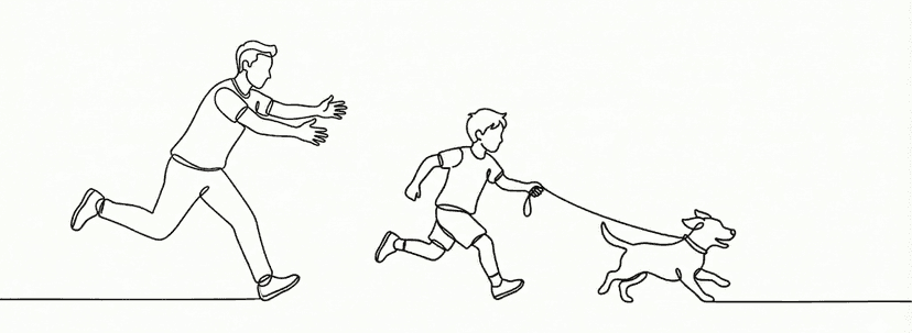 Running with dog illustration